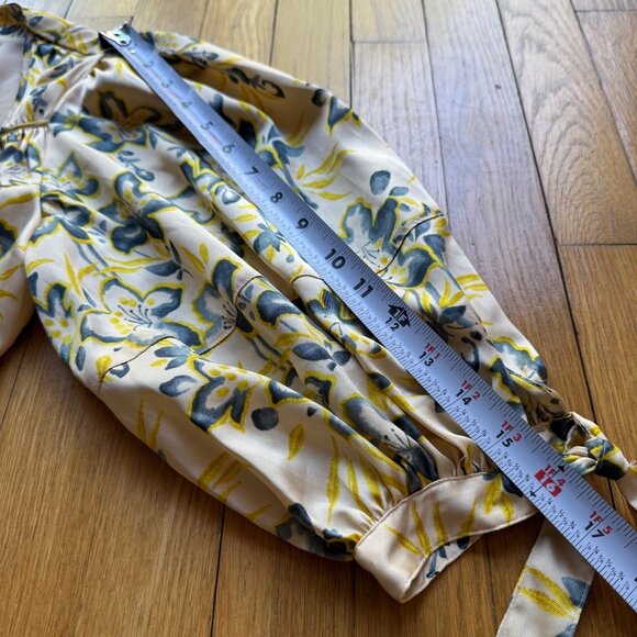 Cinq À Sept Size 4 Multicolor Kerstin Floral Puff Sleeve Ruffle Midi Wrap Dress - Picture 8 of 16